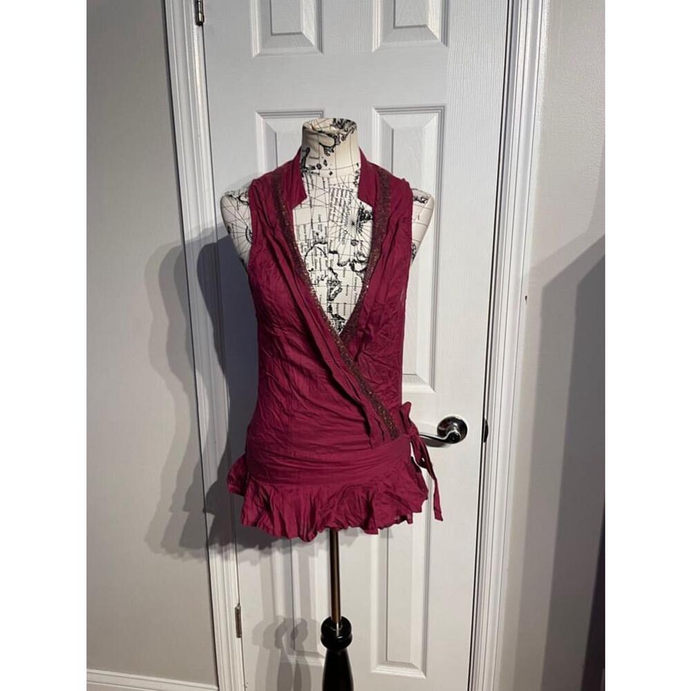 Free People Embroidery Wrap Embellish Peplum mesh inserts Print vibrant Western